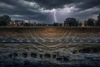Tormenta sobre campus y geologia subterranea