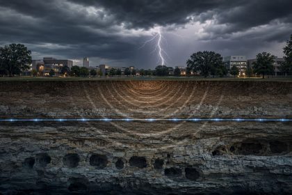 Tormenta sobre campus y geologia subterranea