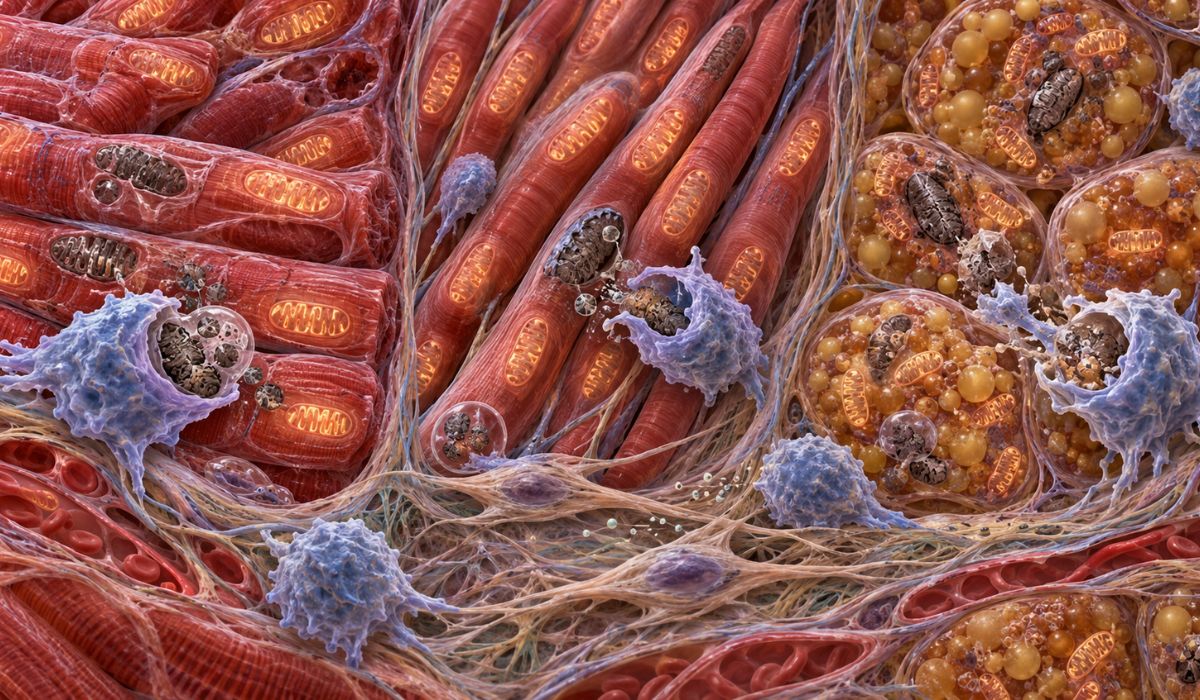 Triptico microscopico de tejidos y mitocondrias